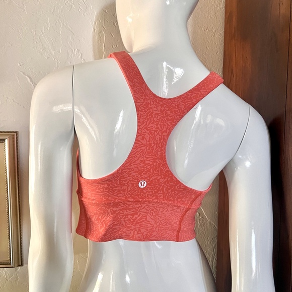 Lululemon Athletica Wunder Train Long Line Sports Bra Crunch Warm Coral - Size 8 - Picture 5 of 9